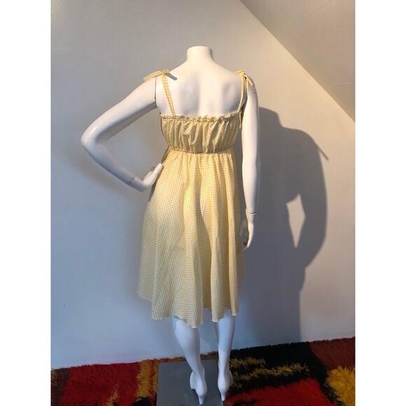 1970s yellow polka dot tent dress empire waist sz xs s - Picture 8 of 8